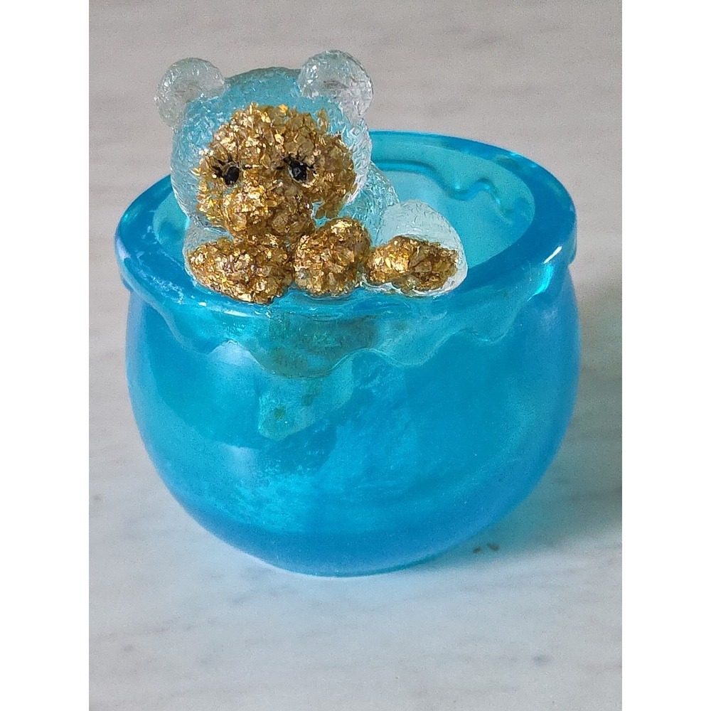Handmade Resin Bear Coming Out Of A Honey Pot